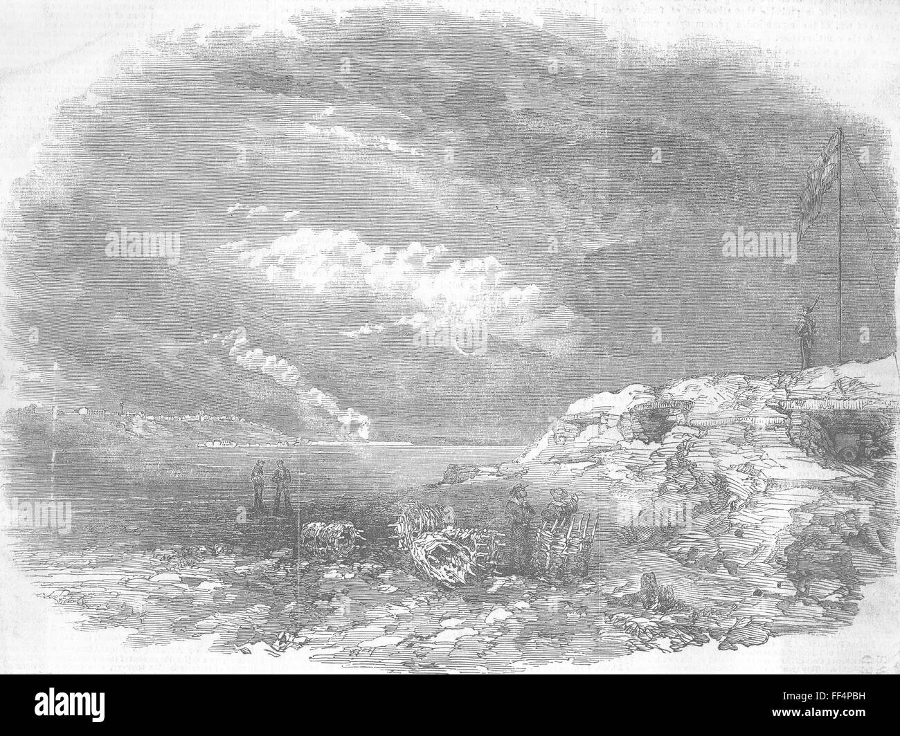 UKRAINE Kinburnska-Spieß Waffen-Otschakow 1855. Illustrierte London News Stockfoto