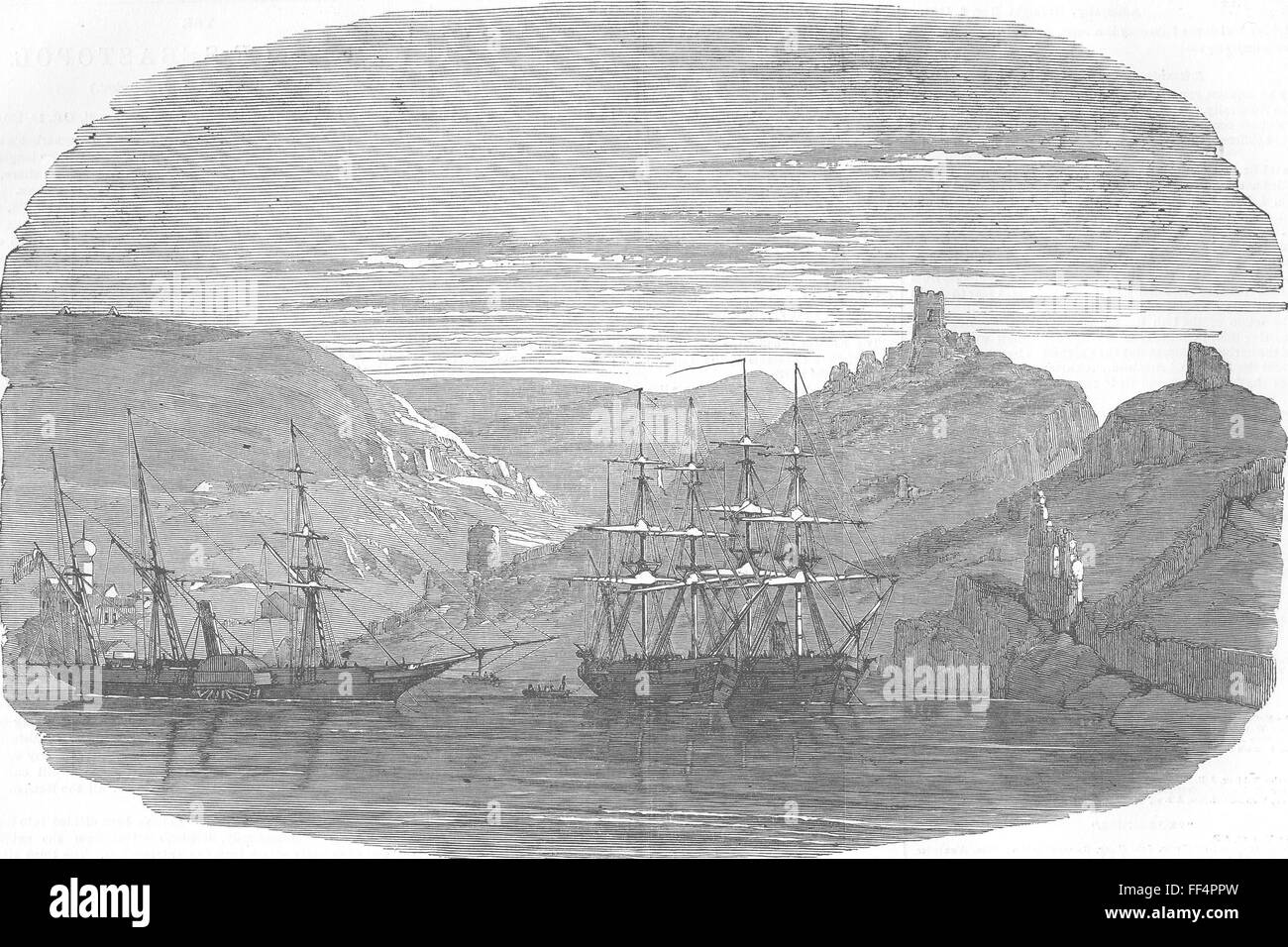 UKRAINE Balaklawa Hafen 1854. Illustrierte London News Stockfoto