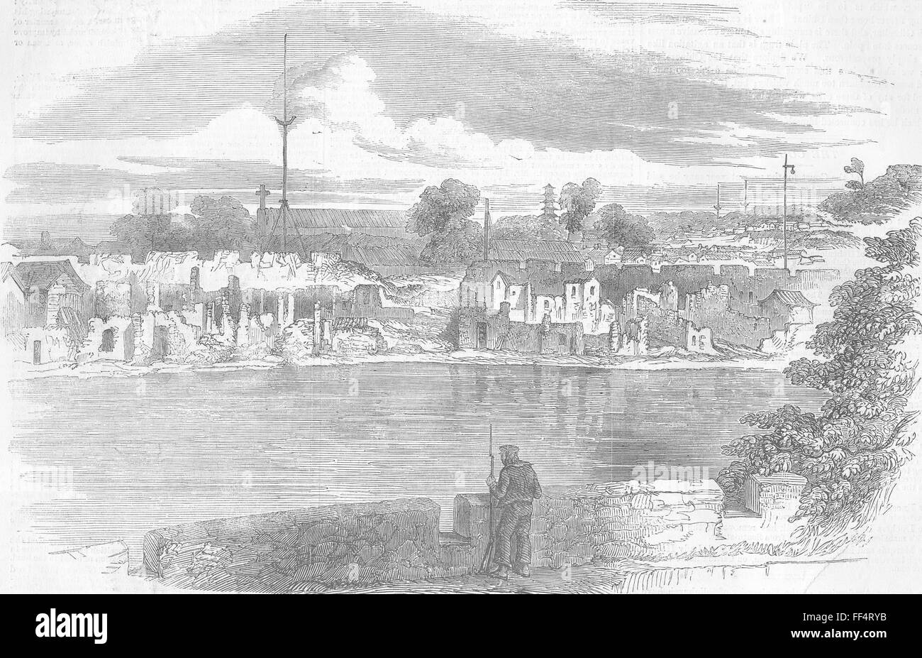 CHINA ruiniert Mauern des Kantons von niederländischen Torheit Ft 1857. Illustrierte London News Stockfoto