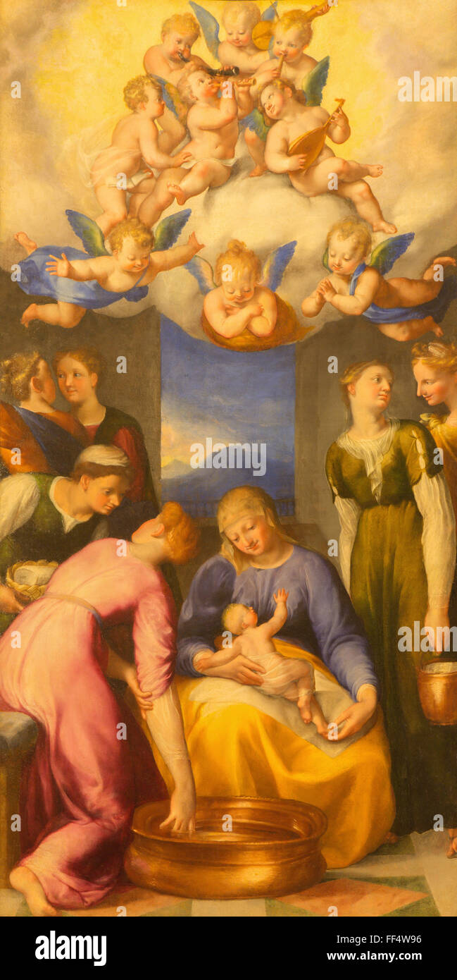 Rom, Italien - 26. März 2015: Das Gemälde der Reinigung unserer lieben Frau von Cavaliere d'Arpino (1627) in der Kirche Chiesa Nuova. Stockfoto