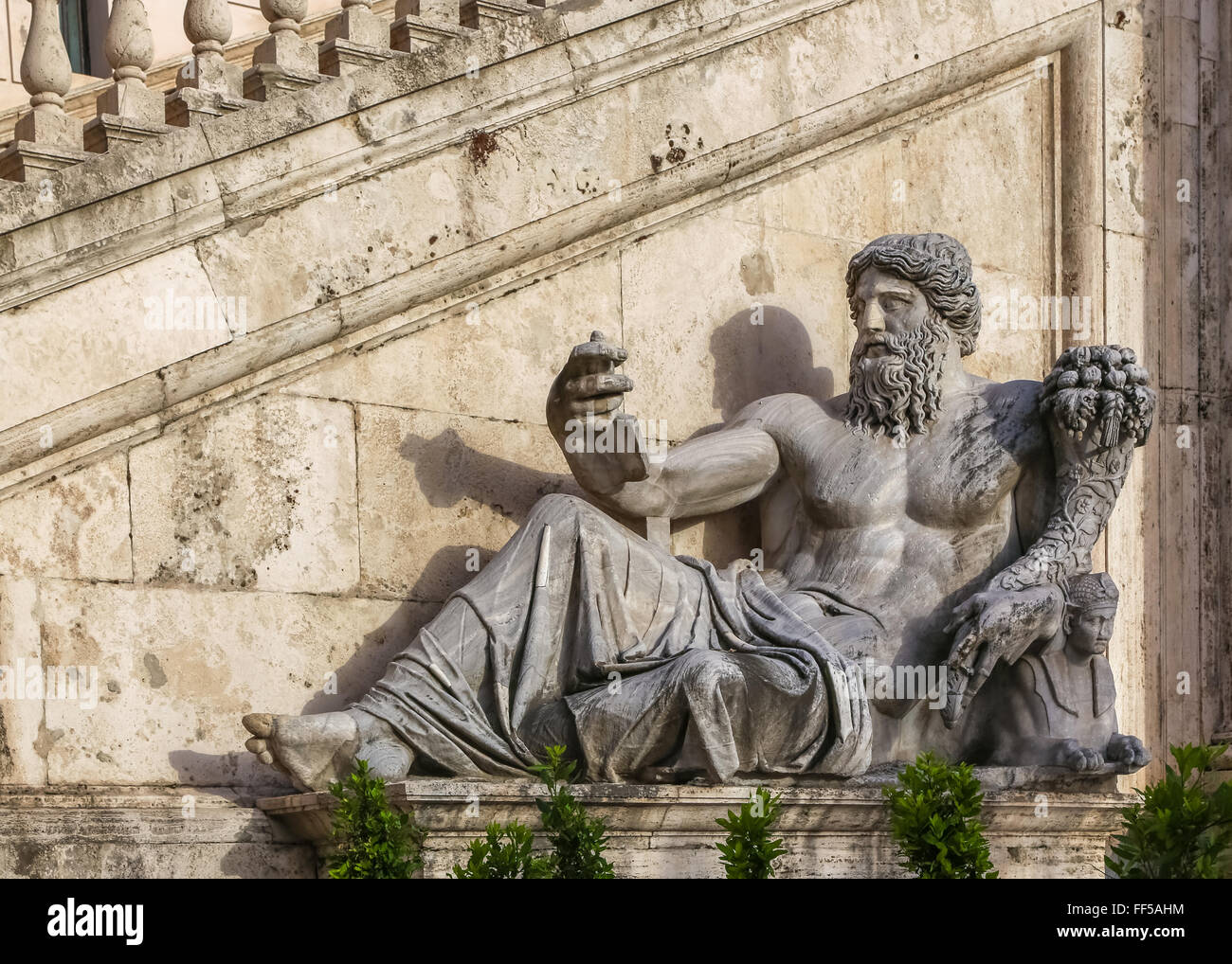 Antike römische Allegorie der Nil durch Matteo di Castello auf dem Capitol Hill in Rom. Stockfoto