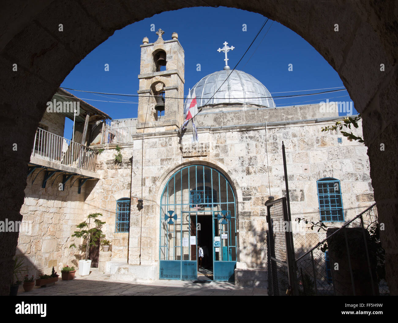 JERUSALEM, ISRAEL - 5. März 2015: Die griechisch-orthodoxe Kirche des Hl. Johannes des Täufers im christlichen Viertel. Stockfoto