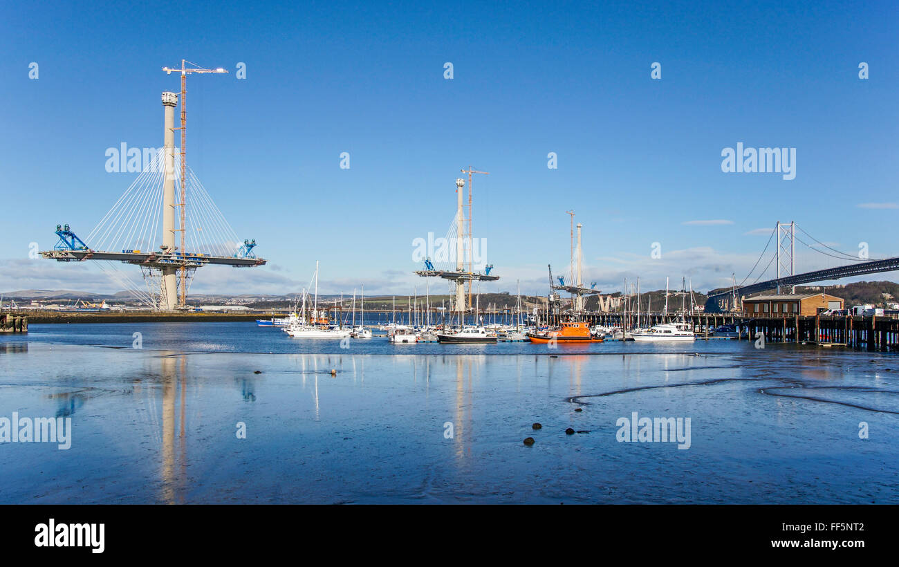 die Queensferry Crossing Straßenbrücke aus Süden, North Queensferry Zentralschottland Stockfoto