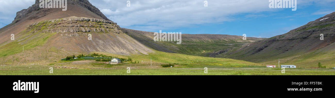 Patrekfjordur Tal, Island Stockfoto