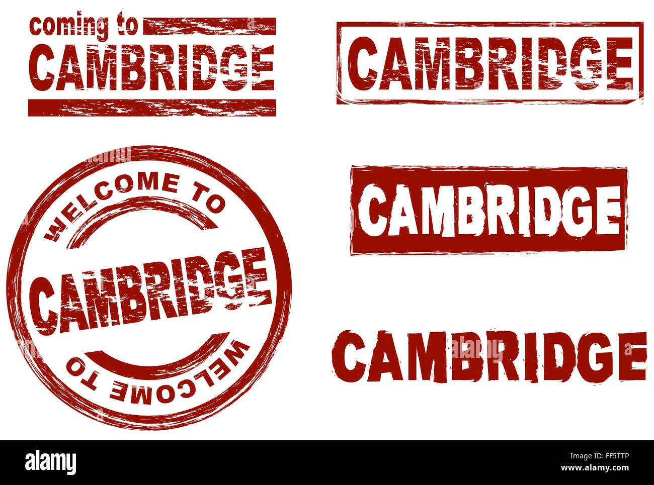 Stilisierte Tinte Marken zeigen die Stadt Cambridge Stock Vektor