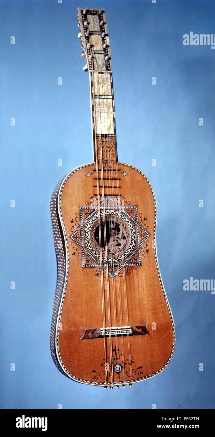 Musik, Musikinstrumente, Gitarre, (Chitarra battente), Mango Longo, um 1624, Additional-Rights-Clearences-not available Stockfoto