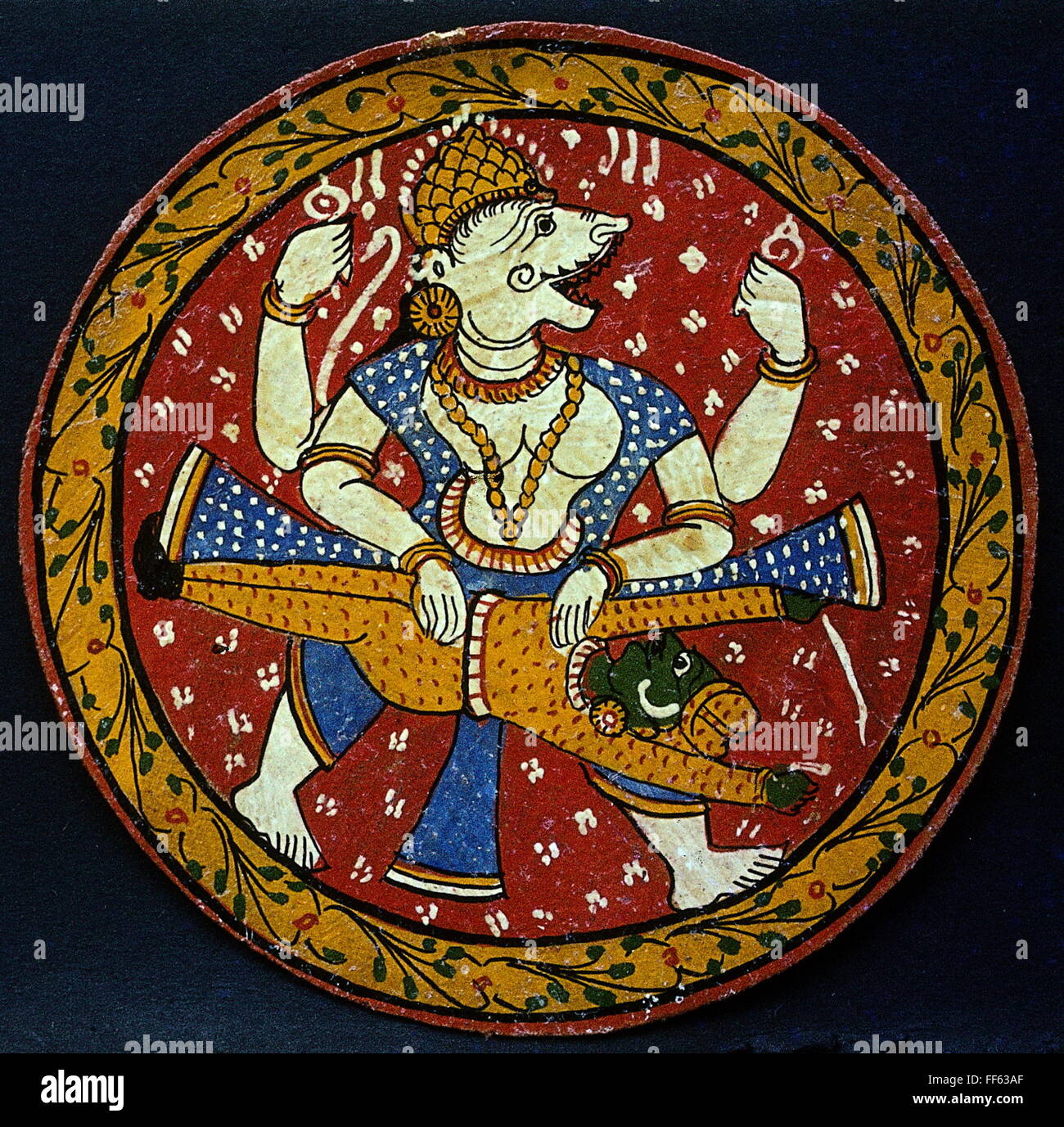 Spiele, Kartenspiel, indische Vishnupur Karte, handbemalt, historisch, historisch, Vishnu, Gott 