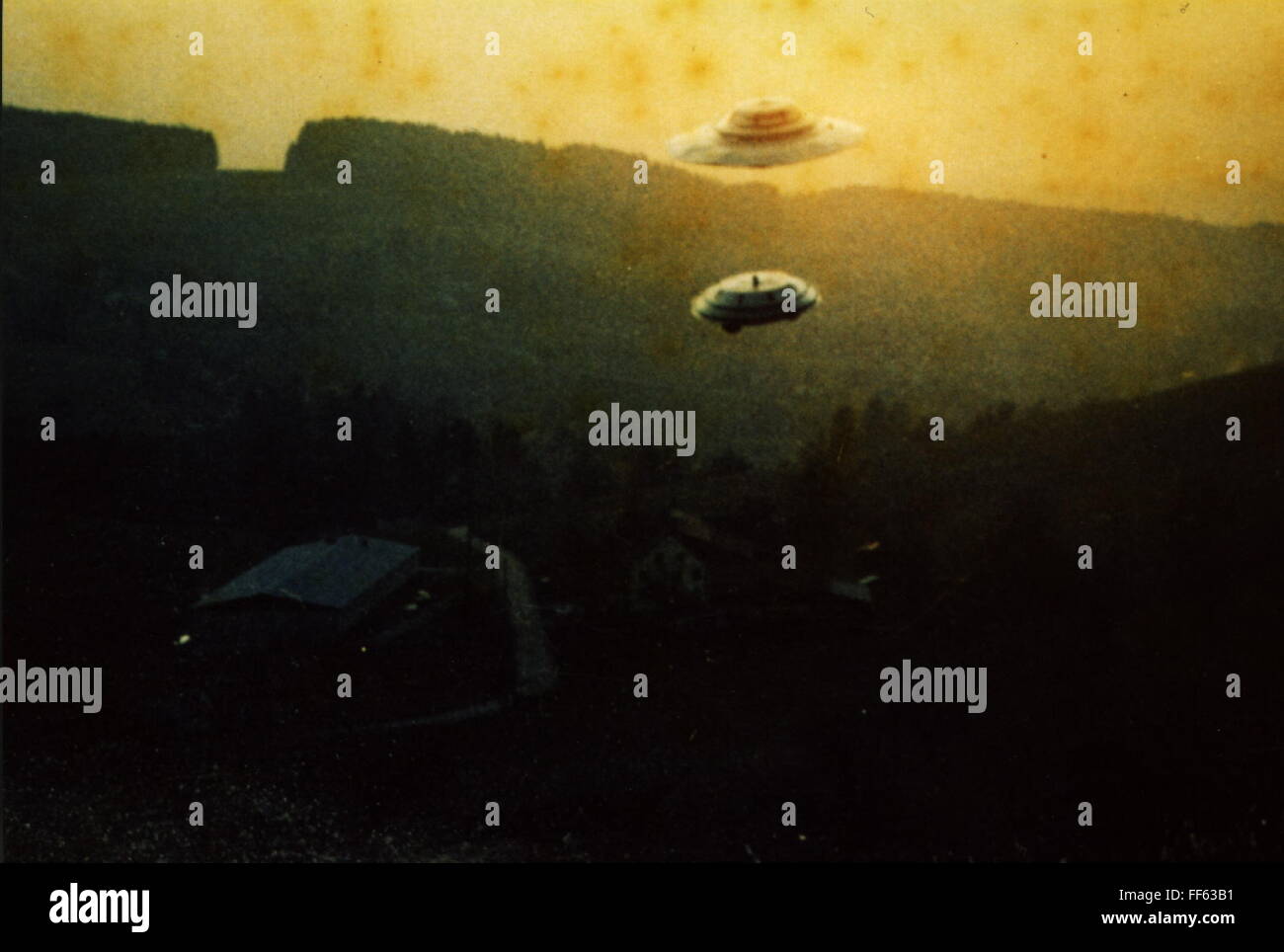 Raumfahrt, nicht identifiziertes Flugobjekt (UFO), fliegendes ufo, Zeleg Bettswil, Schweiz, 3.3.1975, zusätzliche-Rechte-Clearences-nicht verfügbar Stockfoto