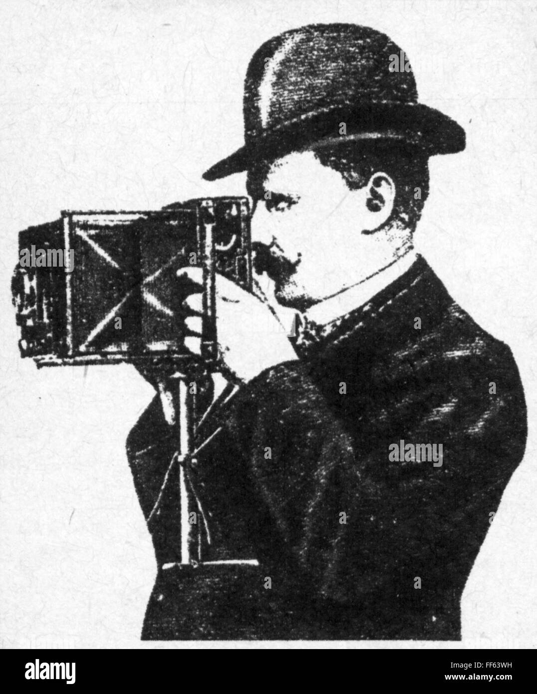 Fotografie, Fotograf, Fotograf mit Kamera, Zeichnung, um 1900, Zusatz-Rechte-Clearences-nicht vorhanden Stockfoto