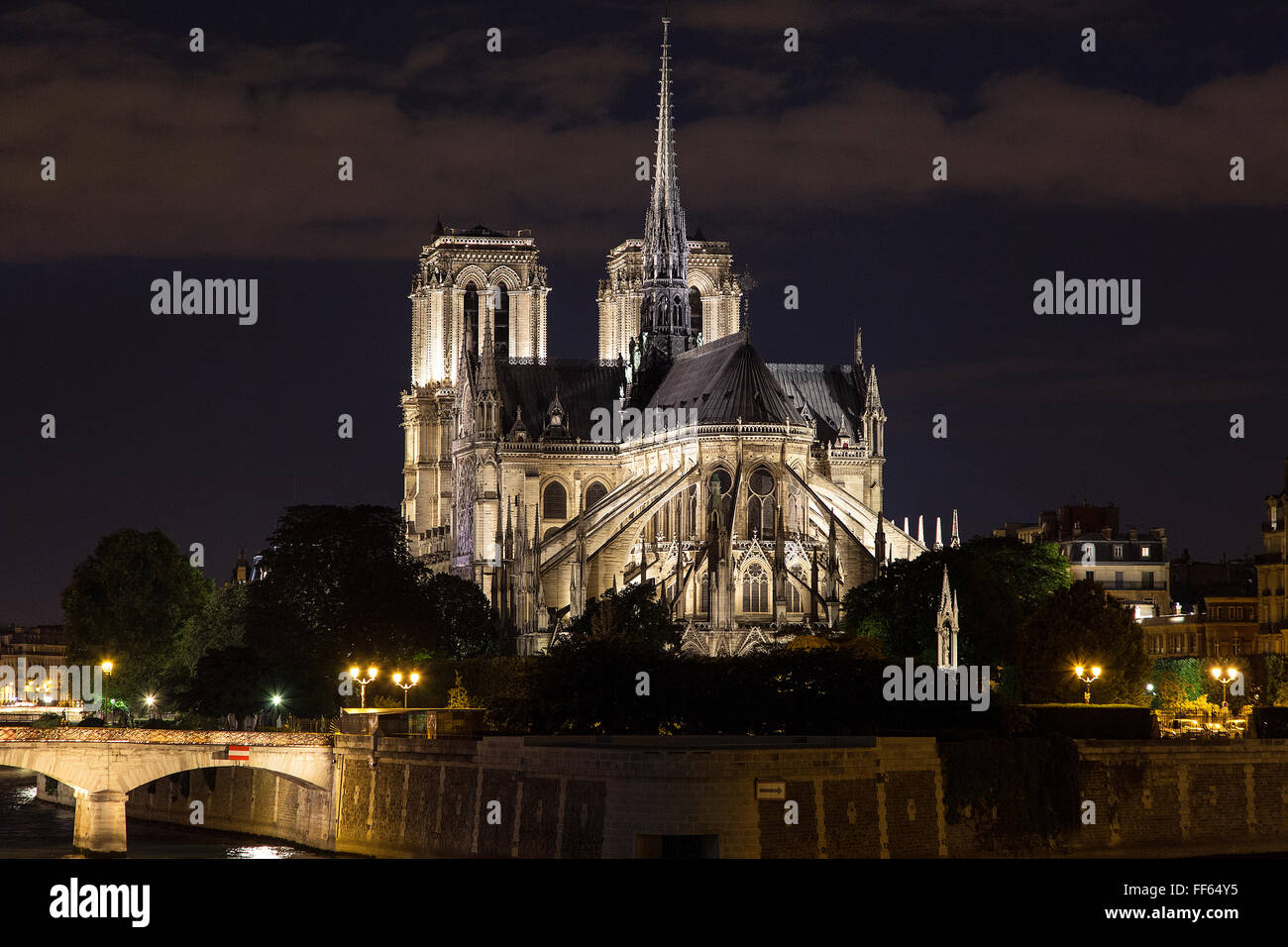 Die Notre-Dame in der Nacht Stockfoto