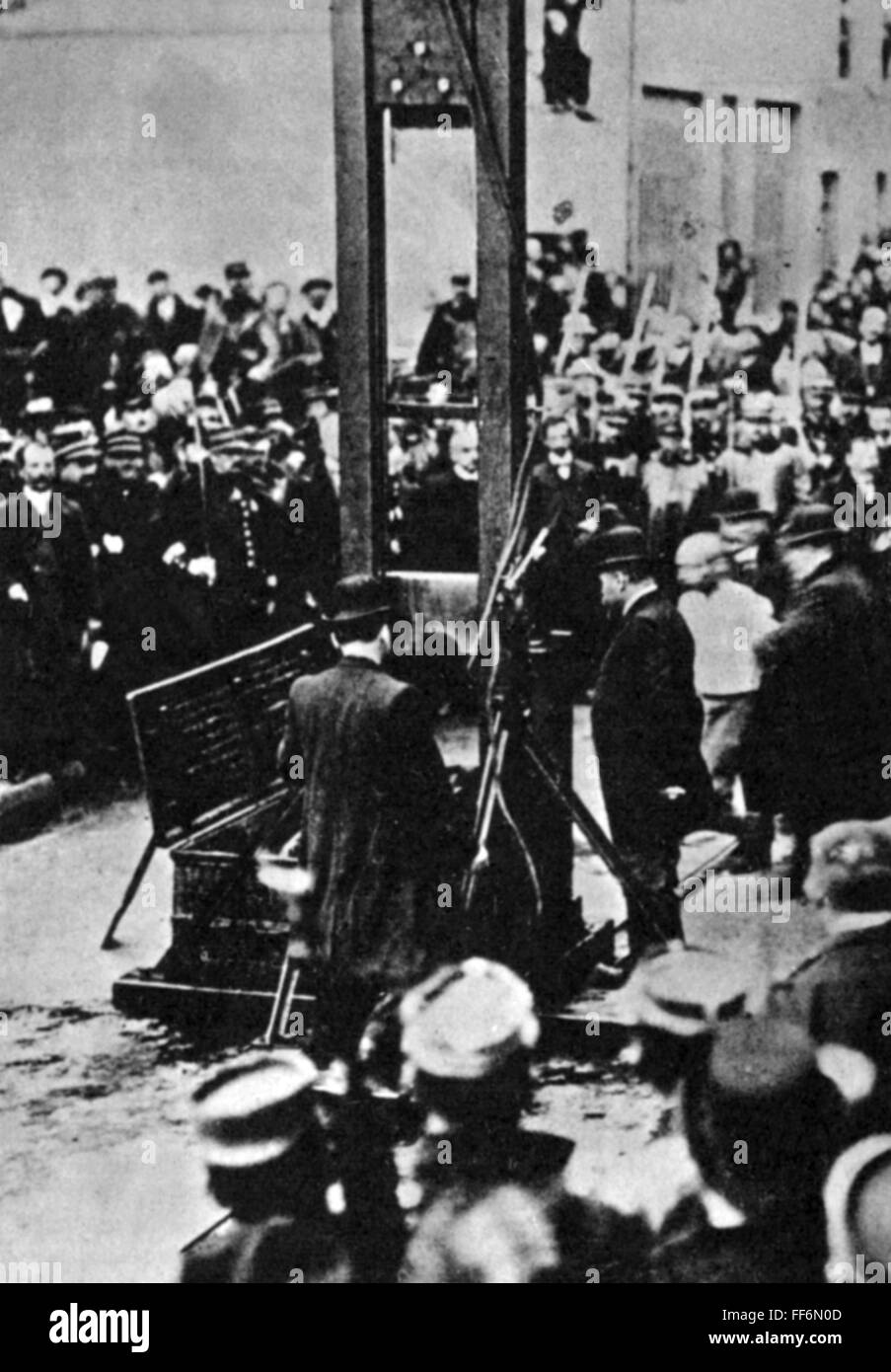 Justiz, Strafvollzug, Enthauptung, Hinrichtung durch die Guillotine, Frankreich, um 1910, Zusatzrechte-Clearences-nicht vorhanden Stockfoto