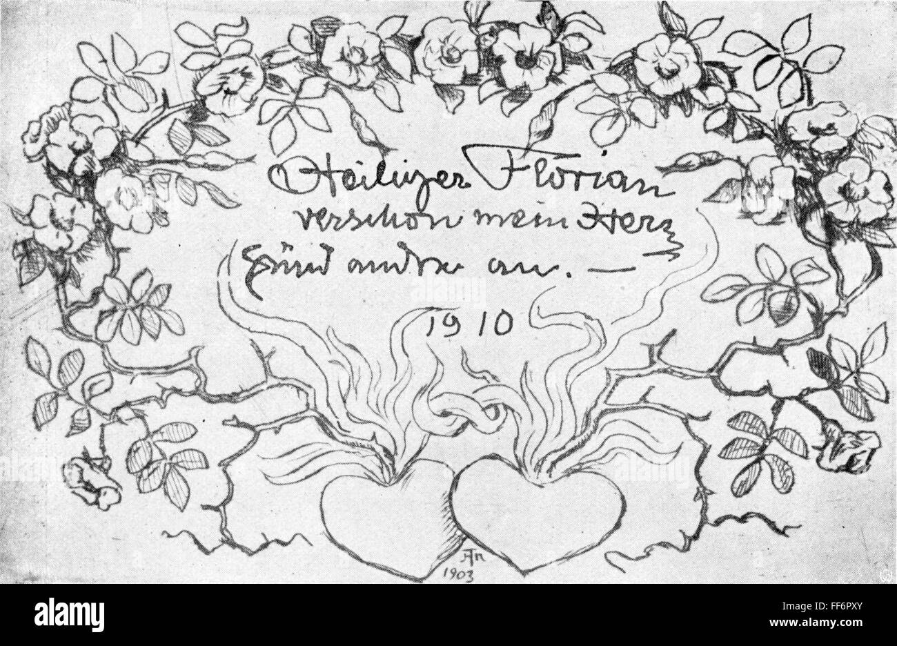 Festlichkeit, Silvester, Grußkarte von Hans Thoma (1839 - 1924), 1903, Zusatzrechte-Clearences-nicht vorhanden Stockfoto
