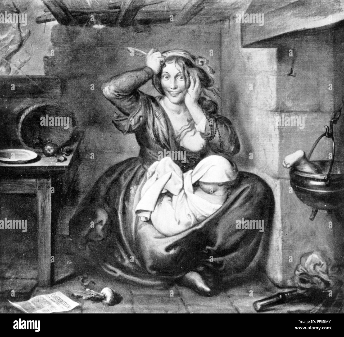 Bildende Kunst, Wiertz, Antoine Joseph (1806 - 1865), Malerei, 'Faim, Folie et Crime' (Hunger, Wahnsinn und Verbrechen), 1853, Musee Wiertz, Bruxelles, zusätzliche-Rechte-Clearenzen-nicht vorhanden Stockfoto