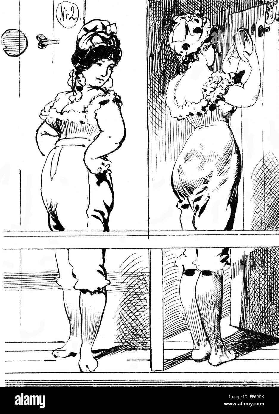 Baden, Strandmode, 'aber du bist sehr eitel, Fanny!', Zeichnung von Karel Klic (1841 - 1926), um 1900, Zusatzrechte-Clearences-nicht vorhanden Stockfoto