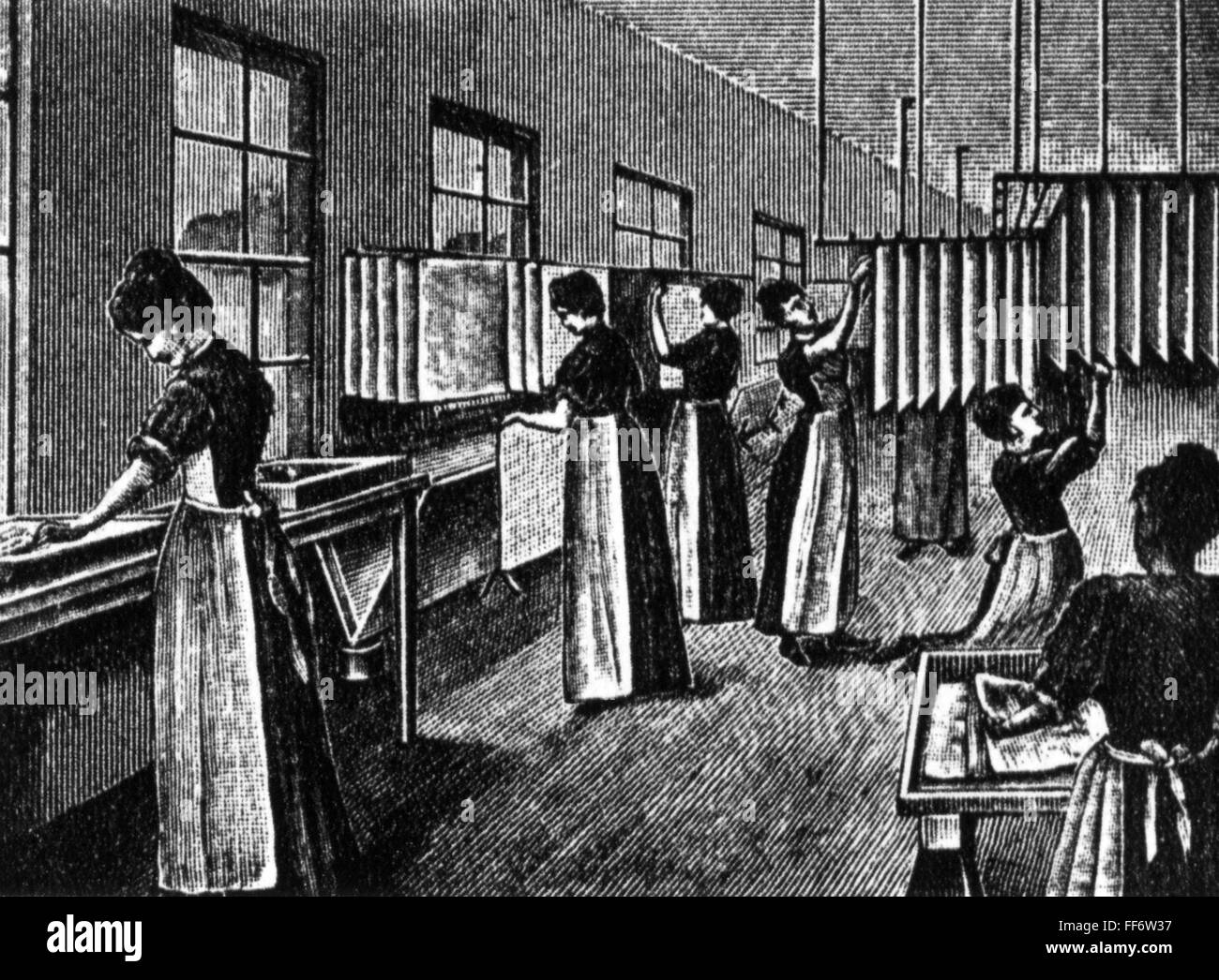 Herstellung von Fotopapier, 19. Jahrhundert Stockfoto