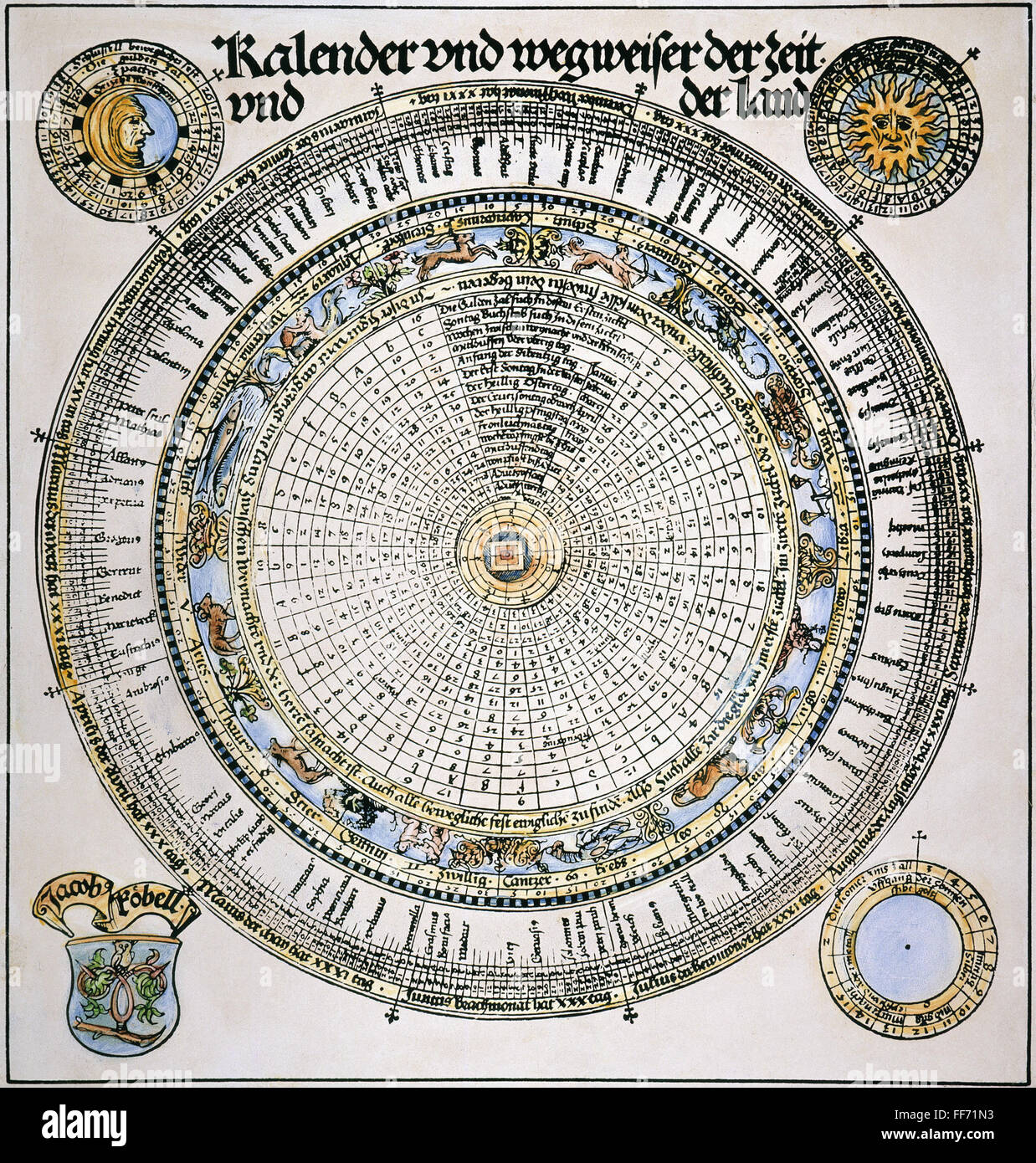 RÖMISCHE JULIANISCHEN KALENDER. /nGerman Breitseite, 1520. Stockfoto