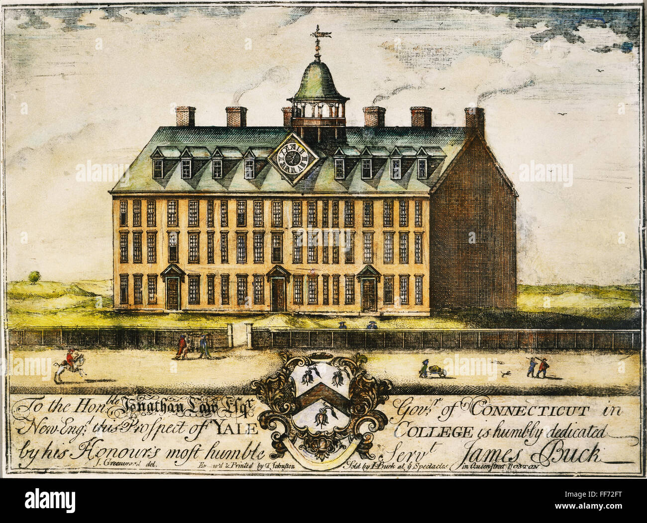 YALE COLLEGE, 1749. /nLine Gravur. Stockfoto