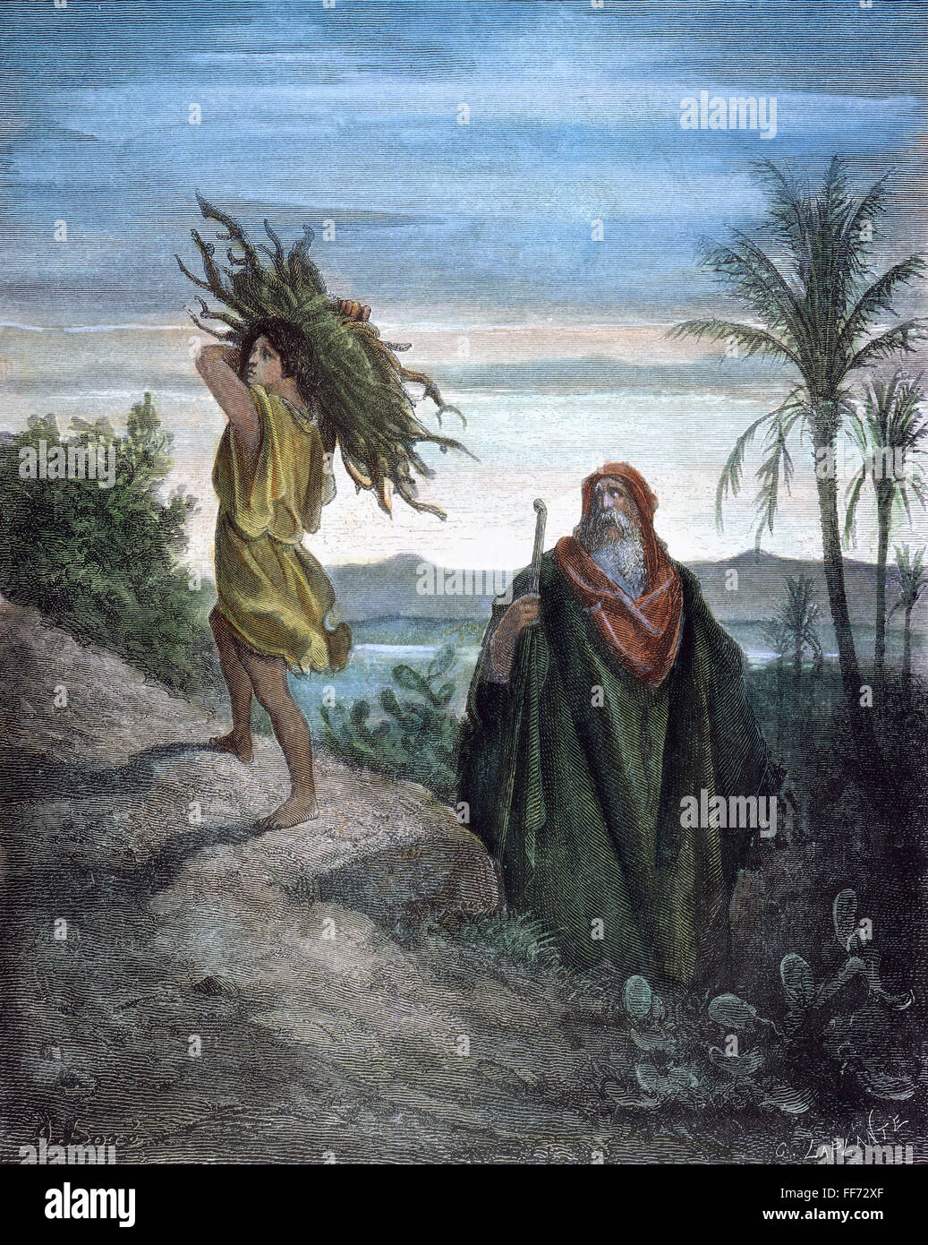 ABRAHAM. /nThe Studie von Abrahams glauben. Farbe, Stich nach Gustave DorΘ, 19. Jahrhundert. Stockfoto