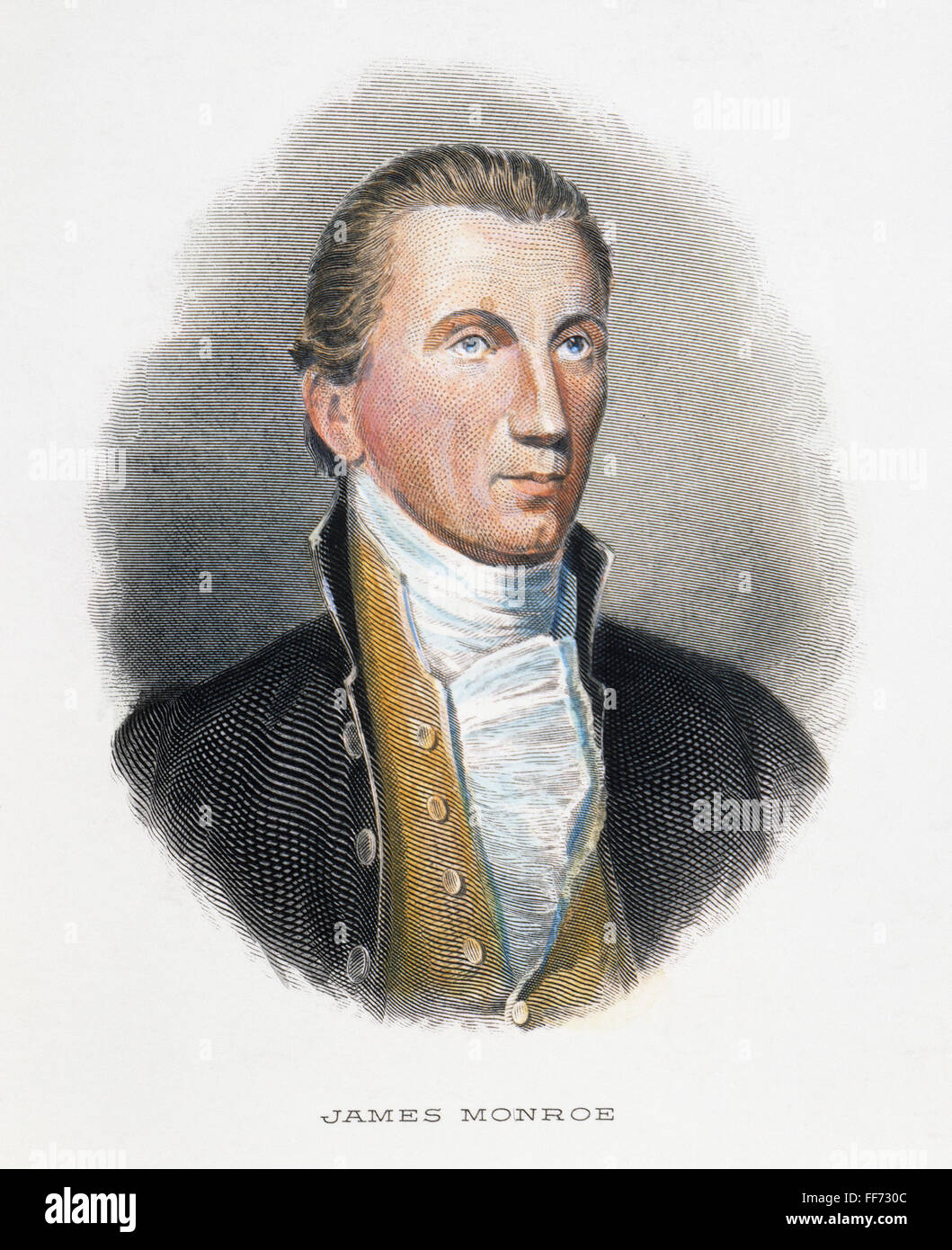 JAMES MONROE (1758-1831): /ncoloured Gravur, 19. Jahrhundert. Stockfoto