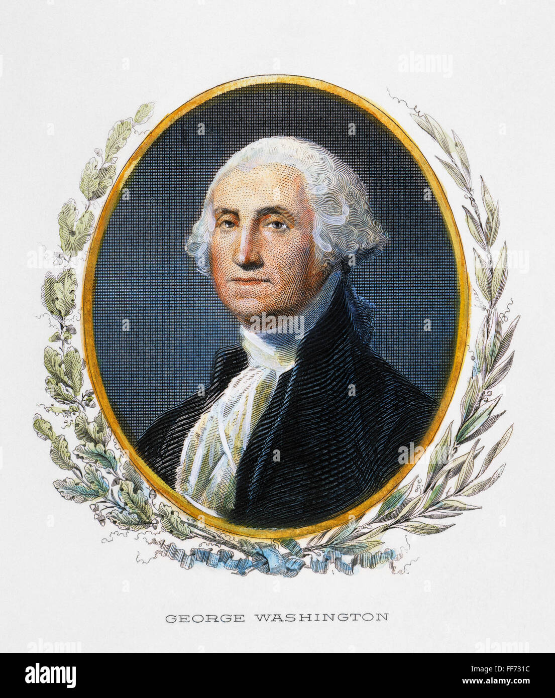 GEORGE WASHINGTON /n(1732-1799). Erster Präsident der Vereinigten Staaten. Stahlstich, Ende des 19. Jahrhunderts. Stockfoto