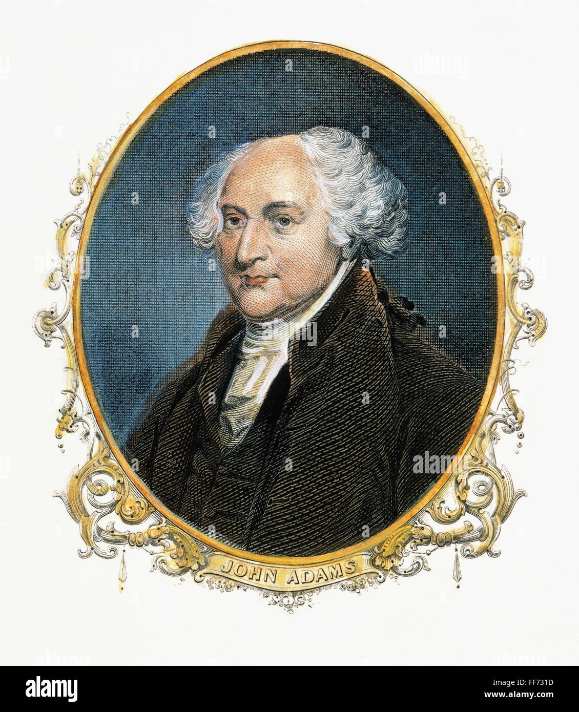 JOHN ADAMS (1735-1826). /nColor Gravur, 19. Jahrhundert. Stockfoto