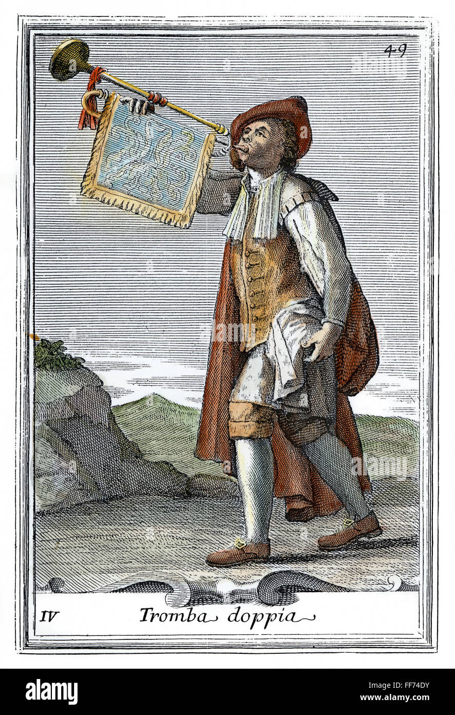 TROMPETE, 1723. /nCopper Gravur, 1723, durch Arnold van Westerhout. Stockfoto