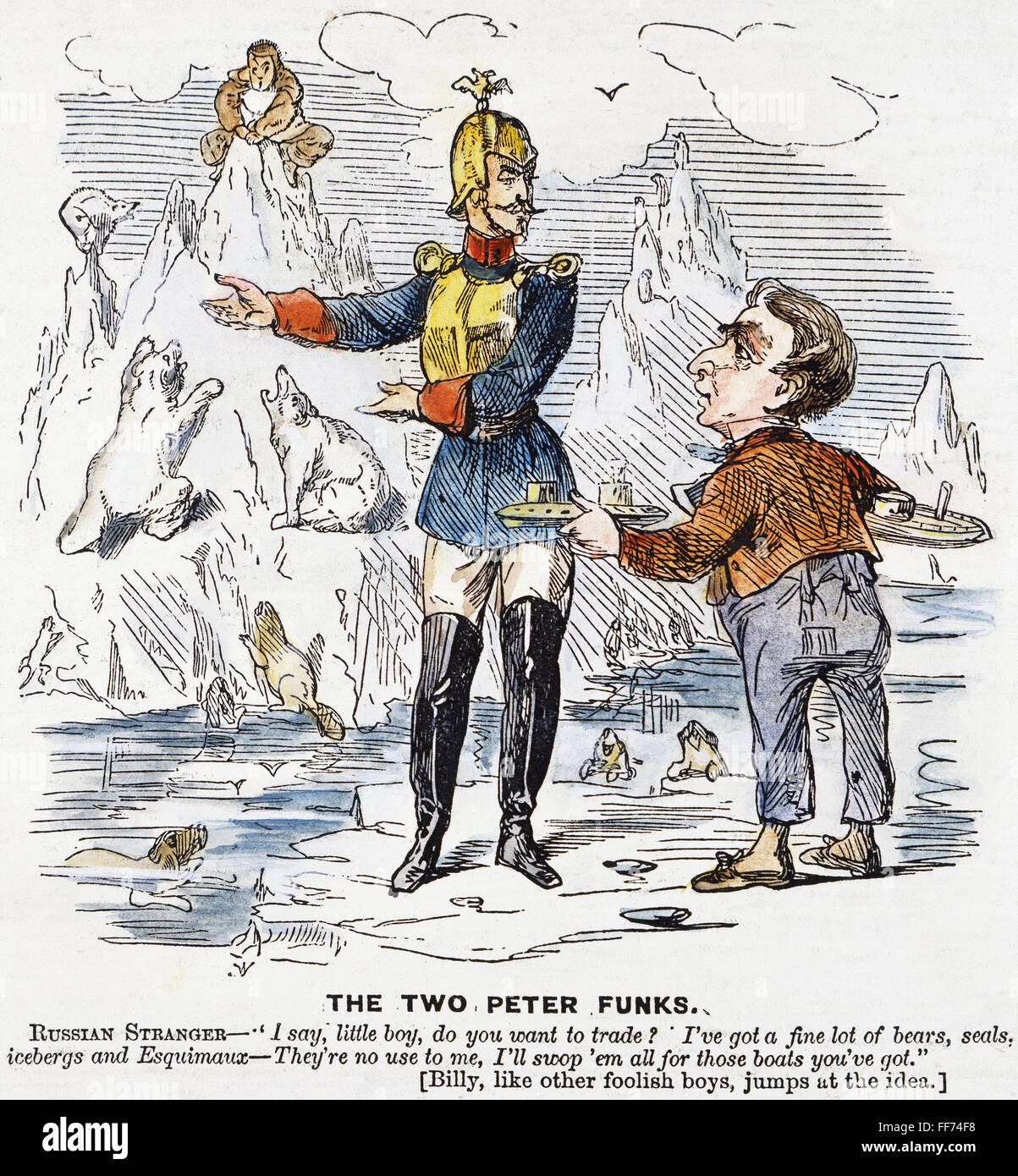 ALASKA ERWERB CARTOON. /nAn amerikanische Karikatur von 1867 verspotten Staatssekretär William H. Seward über den Alaska-Kauf ein schlechtes Geschäft gemacht zu haben. Stockfoto