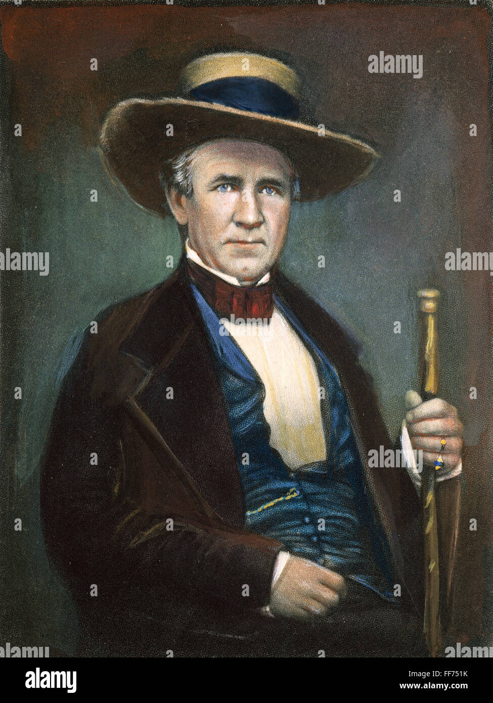 SAM HOUSTON (1793-1863). /nOil nach einem Foto. Stockfoto