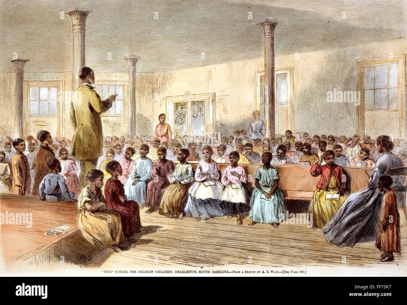 FREEDMANS SCHULE 1866. /n'Zion Schule für farbige Kinder ", ein Freedman Schule in Charleston, South Carolina: Gravur, 1866. Stockfoto