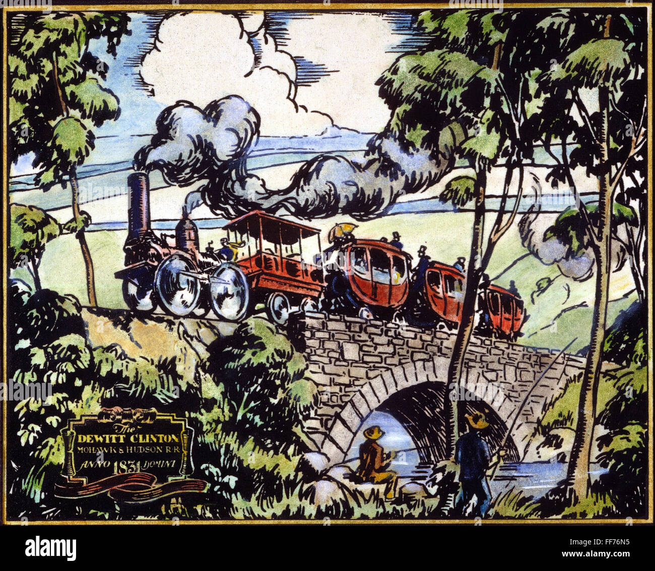 DEWITT CLINTON LOKOMOTIVE. /nBuilt für die Mohawk & Hudson Railroad von der West Point Foundry Association, die ihren ersten Ausflug mit Passagieren aus Albany, Schenectady am 9. August 1831. Stockfoto