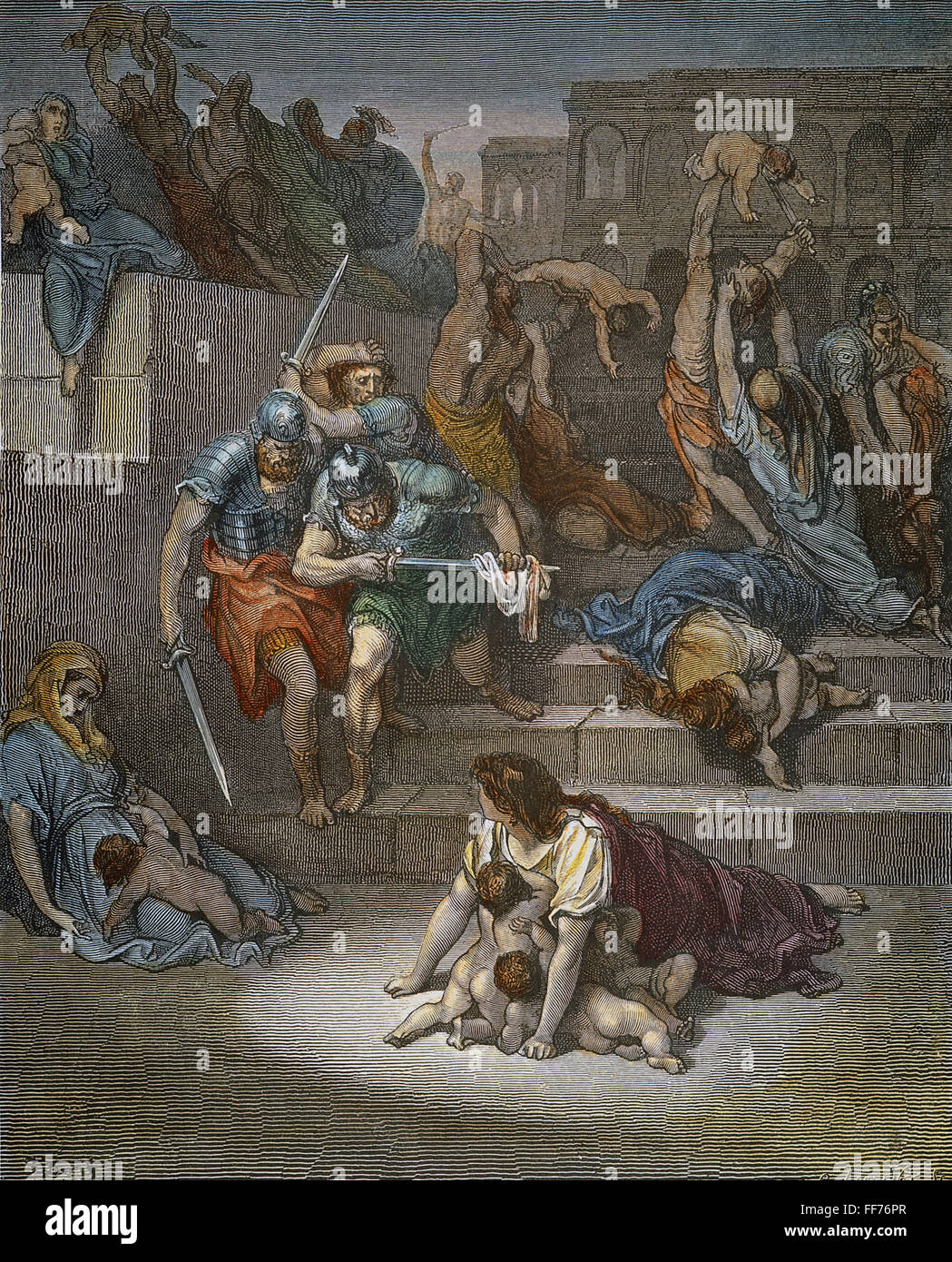 DOR╔: MASSAKER. /nThe Massaker der unschuldigen (Matthew 02:16). Holzstich nach Gustave DorΘ. Stockfoto
