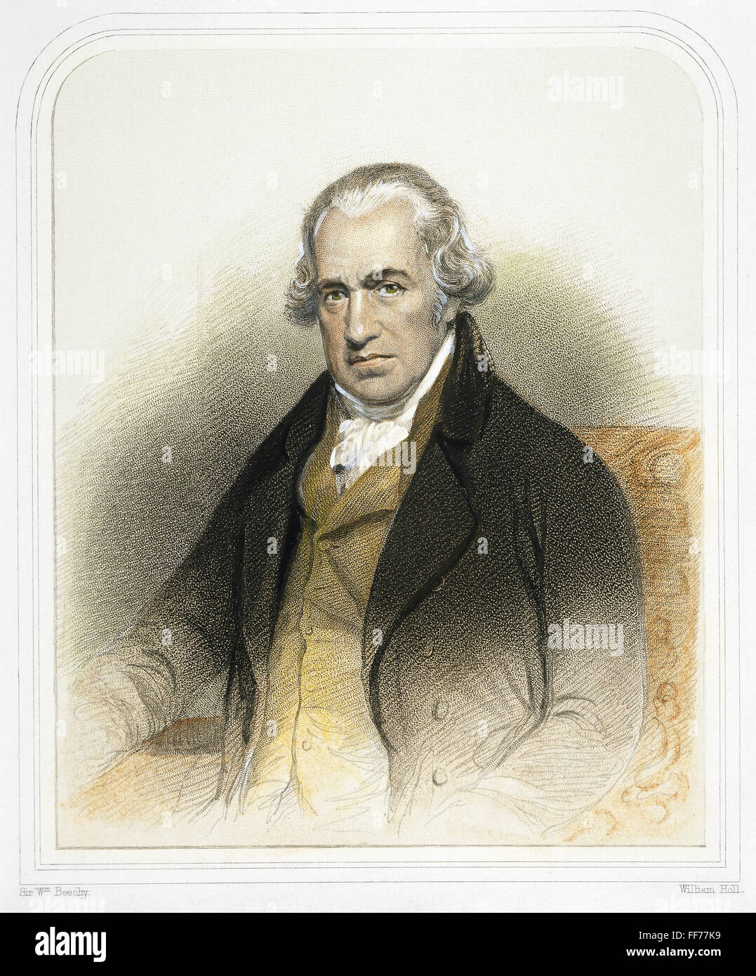 JAMES WATT (1736-1819). /nScottish Ingenieur und Erfinder. Stich nach einem Gemälde von Sir William Beechy Farbe. Stockfoto