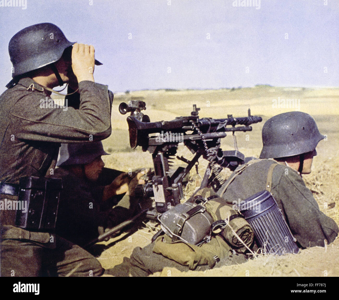 Ereignisse, 2. Weltkrieg, Wehrmacht, schwere Maschinengewehr MG 34 in Schussstellung, um 1940, Zusatzrechte-Freimachungen-nicht vorhanden Stockfoto