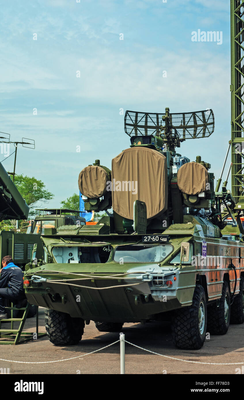 5. belarussischen militärische Ausstellung MILEX 2009 - 19.-22. Mai 2009. Flak-Fahrzeug TELAR BAZ 5937 mit Osa-1 t (SA-8 Gecko). Stockfoto