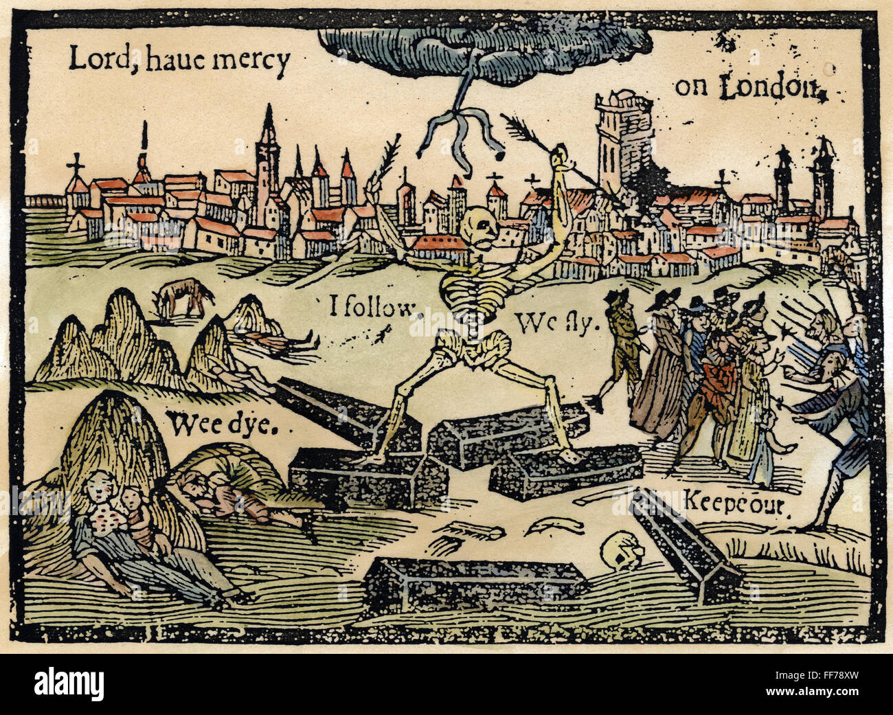 PEST VON LONDON 1665. /nLord, erbarme dich über London. Zeitgenössische englische Holzschnitt auf der großen Pest von 1665. Stockfoto