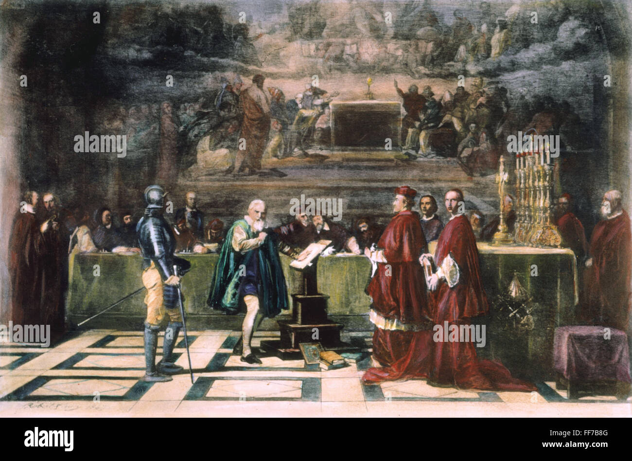 GALILEO GALILEI (1564-1642). /nGalileo vor dem Heiligen Amt im Jahr 1633. Nach dem Gemälde, 1847, von Tony Robert-Fleury. Stockfoto