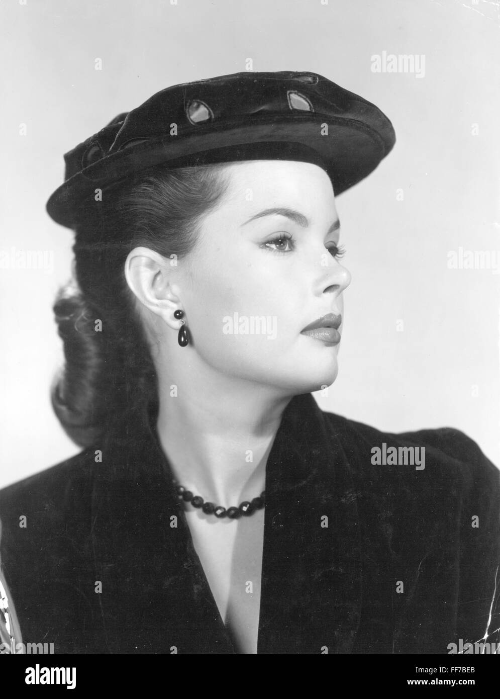 Mode, 50er Jahre, Hut, junge Frau mit Hut, Modell 'Florentine' von Carter, 1950, Additional-Rights-Clearences-not available Stockfoto