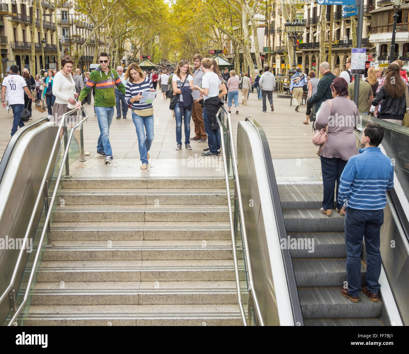 U-Bahnstation Eingang auf Las Ramblas, Barcelona, Spanien Stockfoto