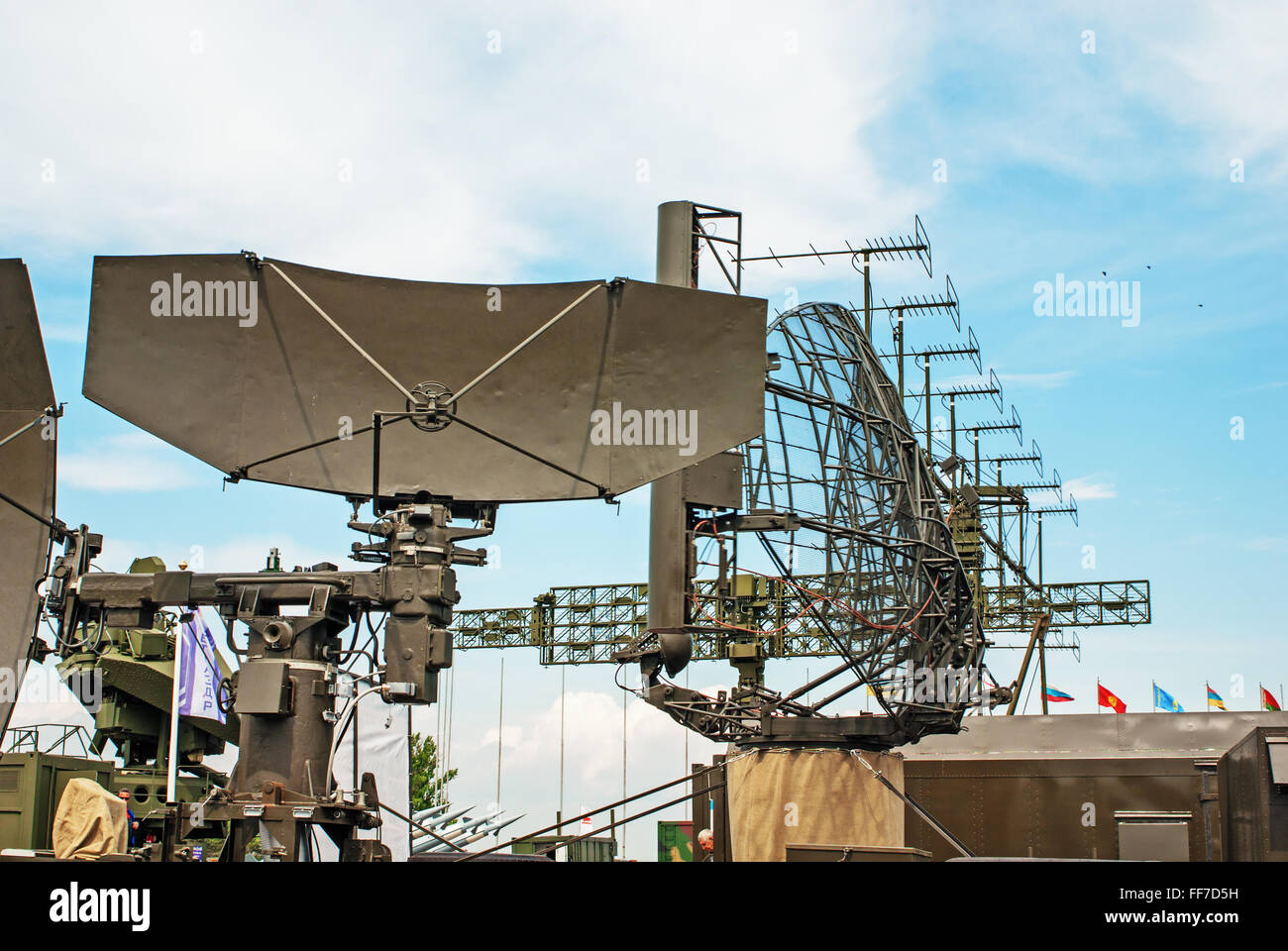 5. belarussischen militärische Ausstellung MILEX 2009 - 19-22. Mai 2009.Antennas Flak Verteidigung Radare. Stockfoto