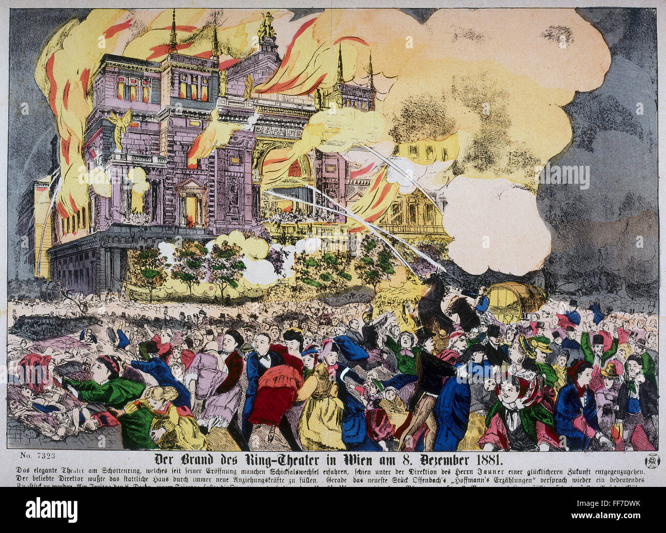 Katastrophe, Feuer, Feuer des Ringtheaters, Wien, 8.12.1881, Zusatz-Rechte-Clearences-nicht vorhanden Stockfoto