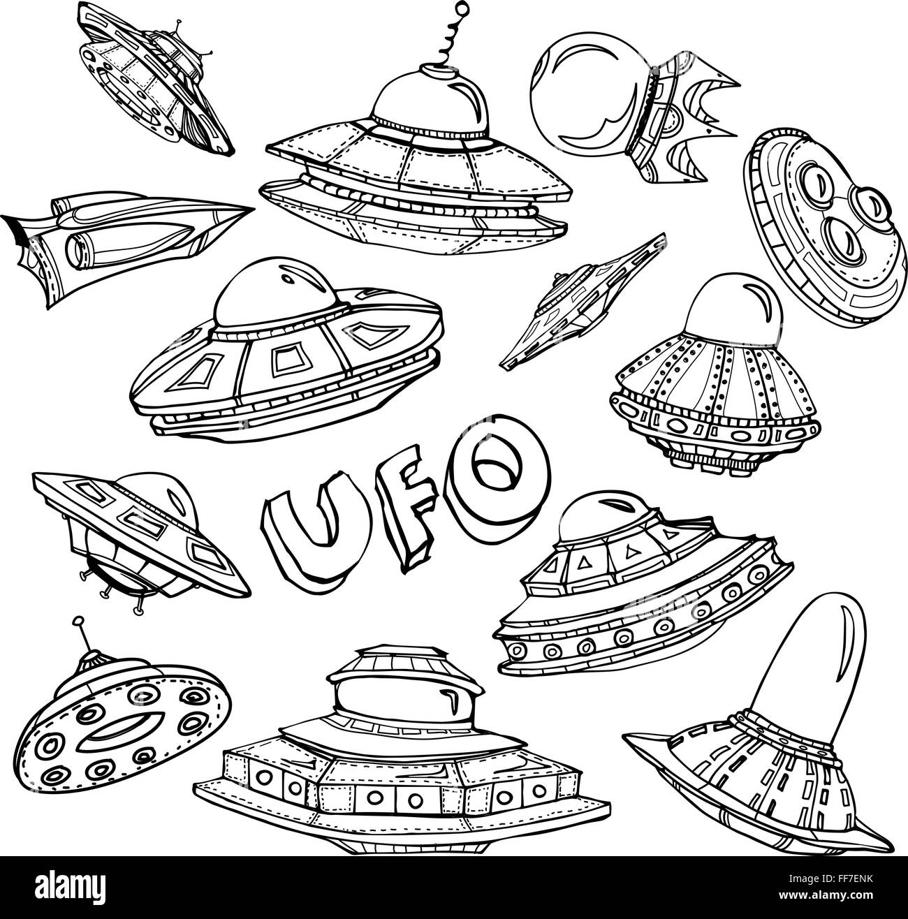 Sammlung von UFO Stock Vektor