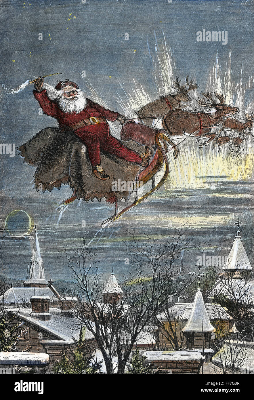 THOMAS NAST: SANTA CLAUS. /n'Merry Weihnachten an alle und allen eine gute Nacht. " Kupferstich von Thomas Nast. Stockfoto