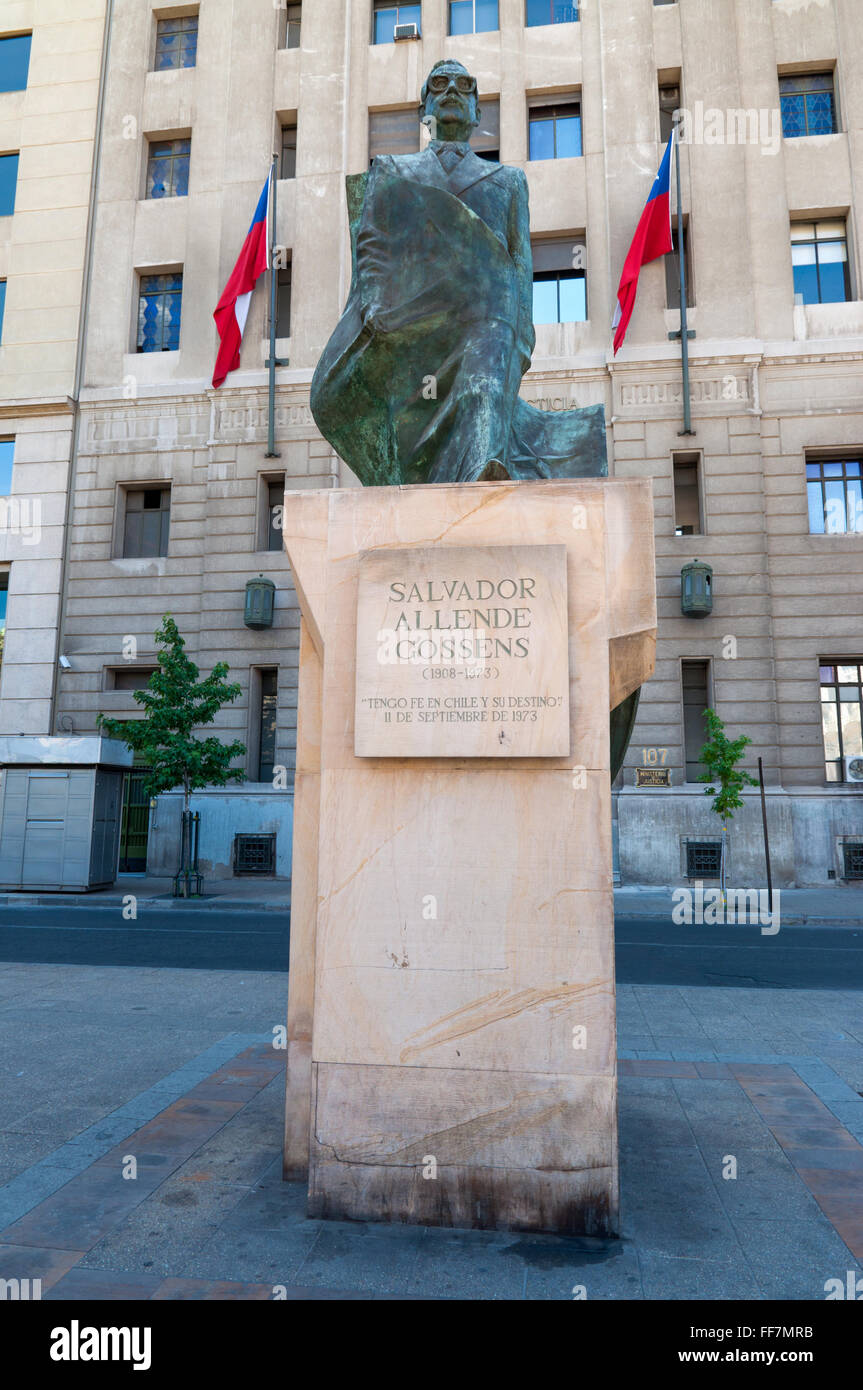 Statue zu Ehren der ehemaligen Präsidenten Salvador Allende, Chile Stockfoto