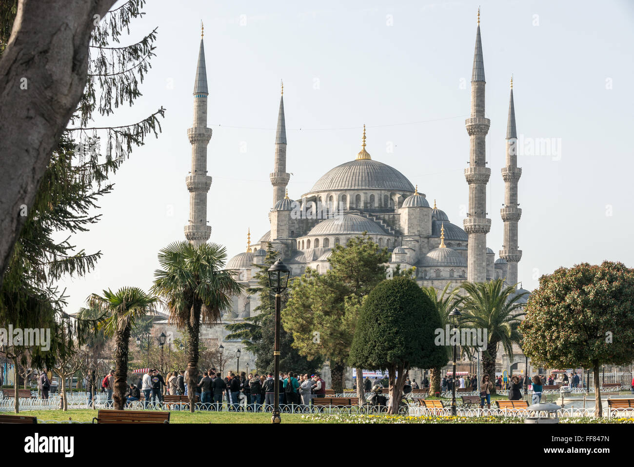 Die Sultan Ahmed Mosque, auch bekannt als die blaue Moschee in Istanbul, Türkei. Stockfoto