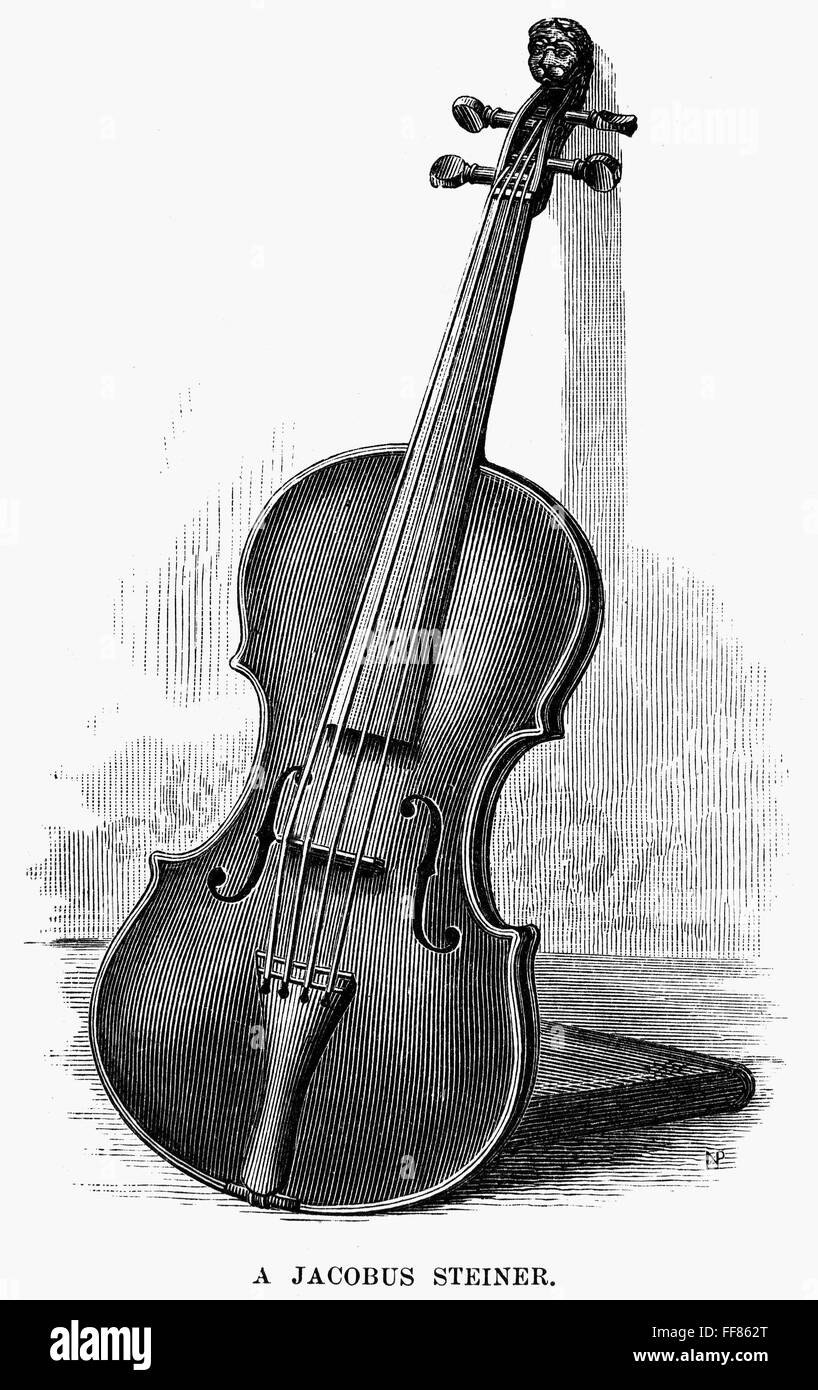 STAINER-GEIGE. /nViolin von Jacobus Stainer gemacht (oder Steiner;  c1617-1683). Holzstich, 1881 Stockfotografie - Alamy