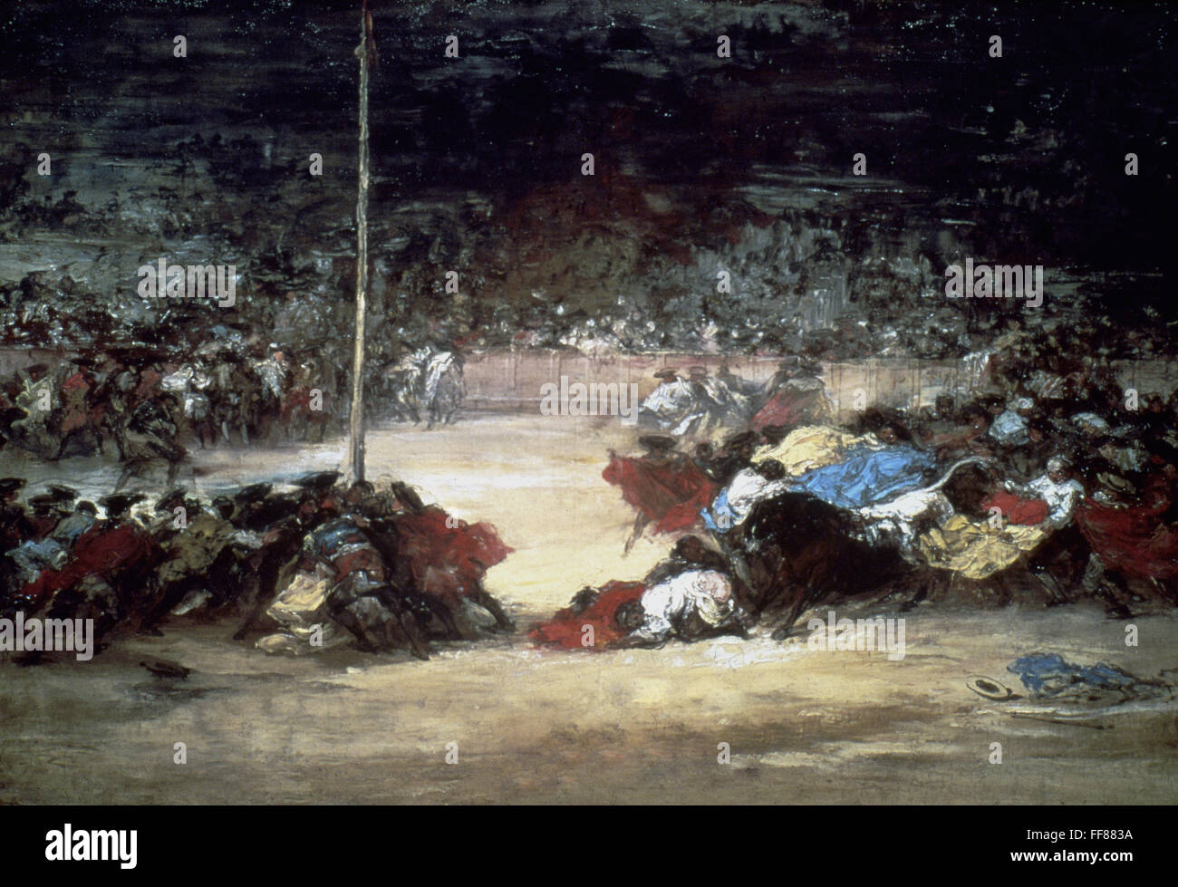 GOYA: STIERKAMPF, 1827. /nAttributed, Francisco de Goya: der Stierkampf. Leinwand, c1827. Stockfoto