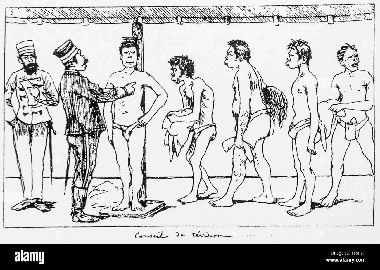 Karikatur von Georges Ferdinand Bigot (1860-1927) Wehrdienst. 1899. Stockfoto