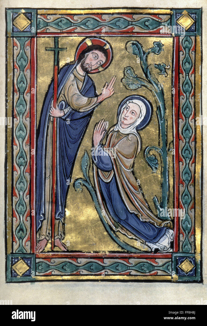 JESUS: AUFERSTEHUNG. /nLife Christi: Noli Me Tangere. Französische Miniatur Buchmalerei, Ende 12. - 13. Jahrhundert. Stockfoto