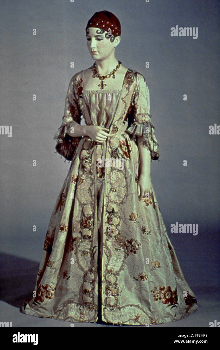 MODE: BALLKLEID. /nBrocaded Taft Kleid von Elizabeth Monroe (Frau James Monroe) getragen. Stockfoto