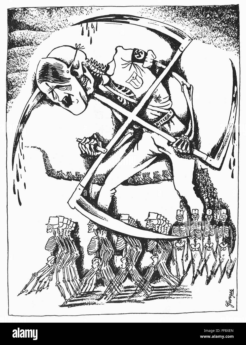 HITLER-Karikatur, c1940. /nFrench Cartoon, c1940 HITLER-Karikatur, c1940. /nFrench Cartoon, c1940